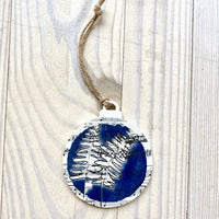 Round Musical Cyanotype Holiday Ornament
