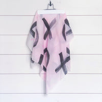 Hand-Painted Silk Scarf - Black + Magenta Paint Splatter X's + O's - Michelle Owenby Design