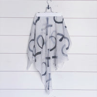 Hand-Painted Silk Scarf - Black Paint Splatter X's + O's - Michelle Owenby Design