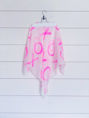Hand-Painted Silk Scarf - Magenta X's + O's - Michelle Owenby Design
