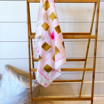 Hand-Painted Silk Scarf - Blush + Brass Unruly - Michelle Owenby Design